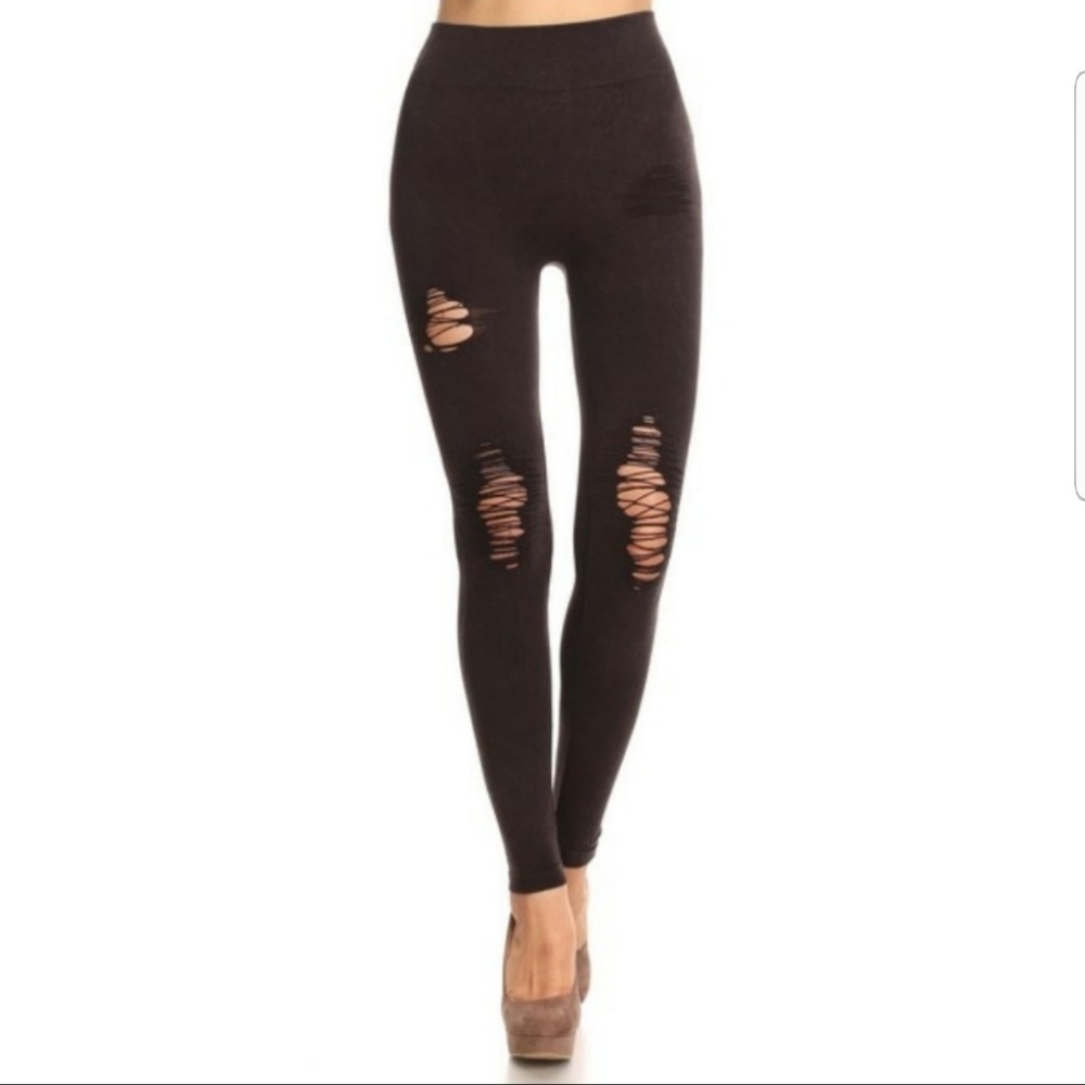 Skinny Denim Coffee Distressed Leggings Pants